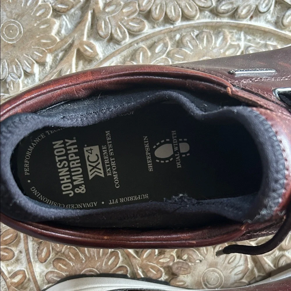 Johnston & Murphy Dark Brown Leather Shoes Size 12M Waterproof Sheepskin
